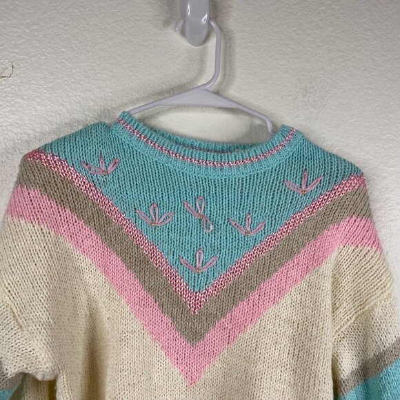 Vintage Mister Noah Sweater Multicolor Sz M Pastel Pearls Cottage Core 90's 80's - Picture 5 of 13